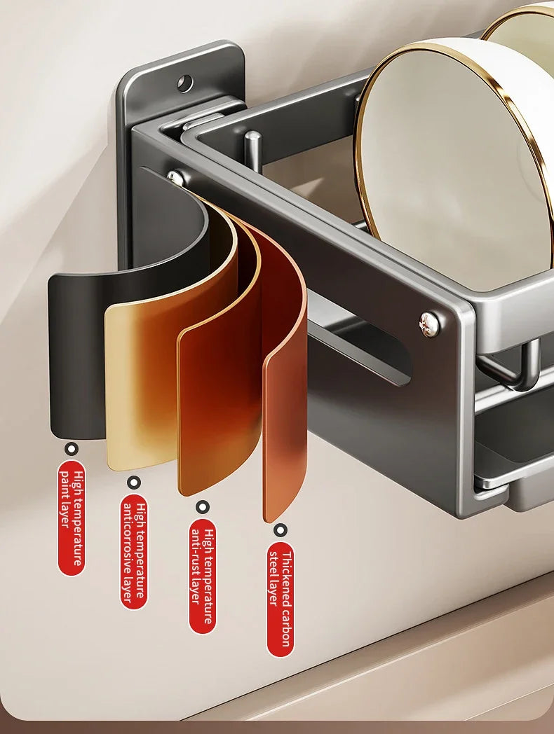 Floating Wall Drainer for Kitchen Dishes Multifunction Divider Spoon Kitchen Accessories Holder Organizers Storage Shelf Rack
