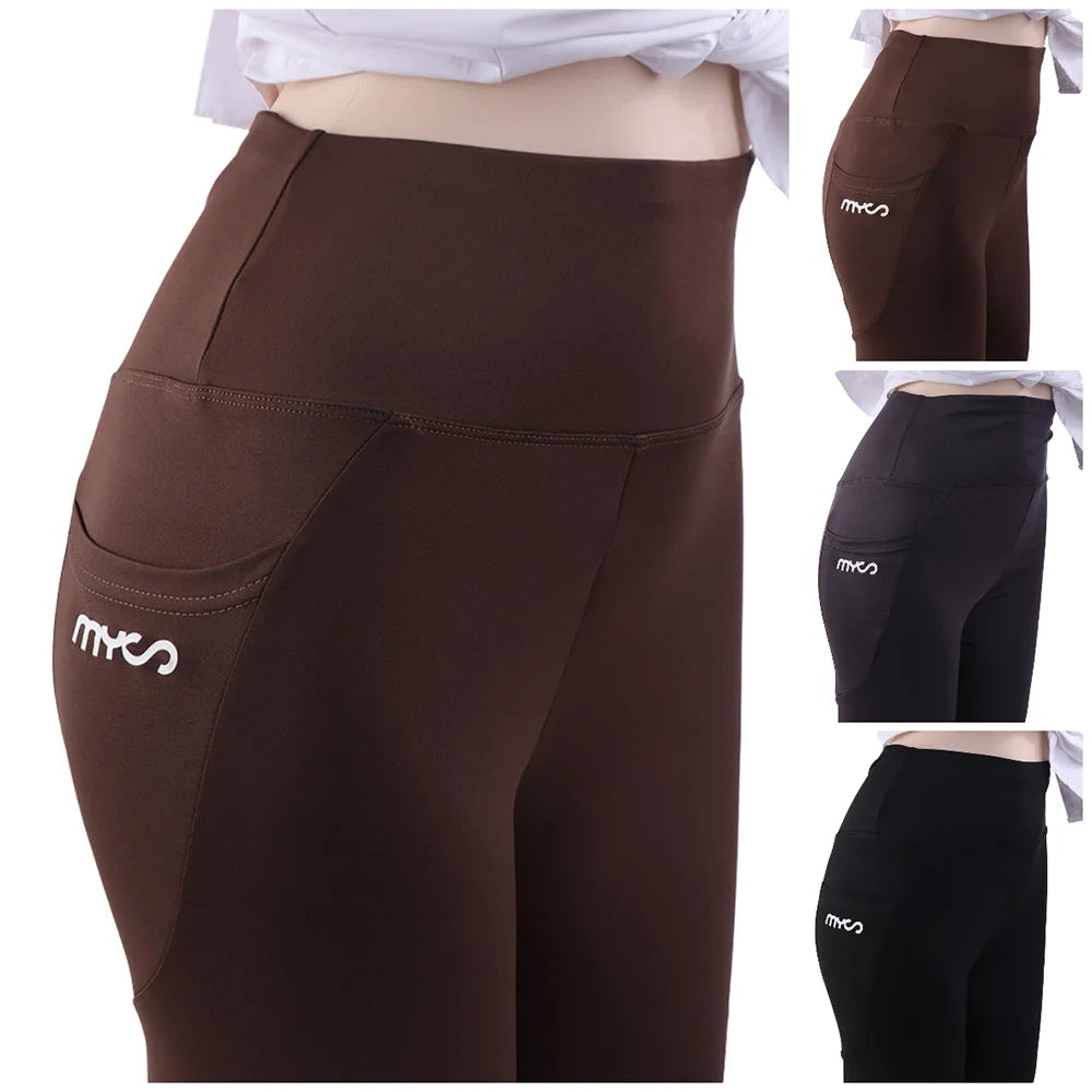 Soft High Waist Women Leggings with Pocket Seamless Tight Jogging Women's Capri Pants Slimming Elastic Shapewear Gym Fitness