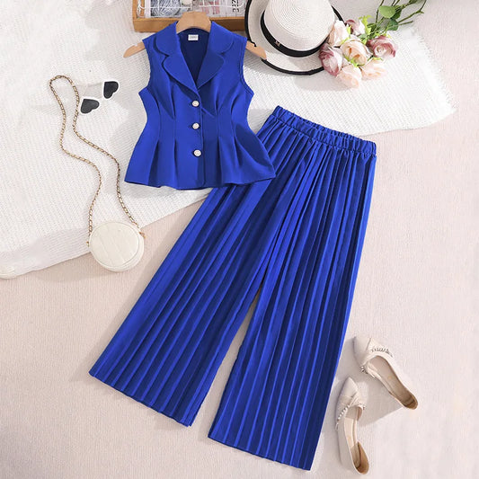 2026 New Summer Girls Clothing Set Fashion Sleeveless Top+ Pants 2Pcs Suit For 6-12 Years Teenagers Kids Outfit