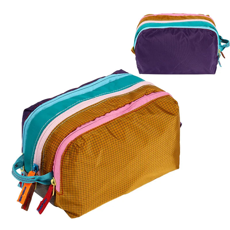 Multi-Compartment Toiletry Bag Suitable Dopamine Color Travel Organizer Layered Storage Compartments Makeup Brush Storage Bag