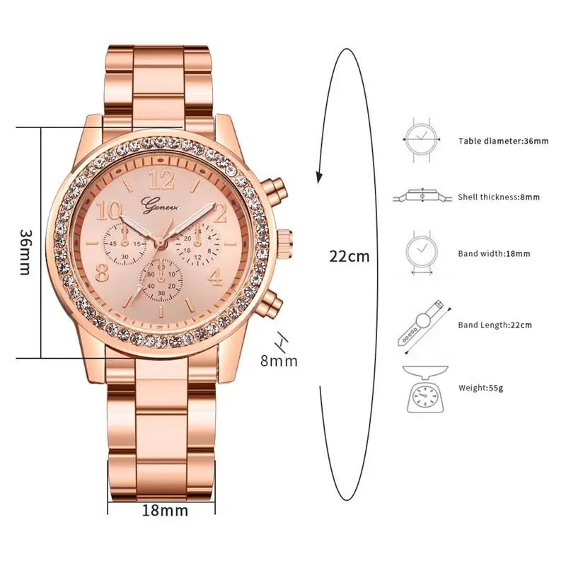 Women Gift Set, Luxury Commerce Steel Strap, Fashion Hundred Quartz Watch, Bracelet, Two Pieces, Suitable as Gift 2