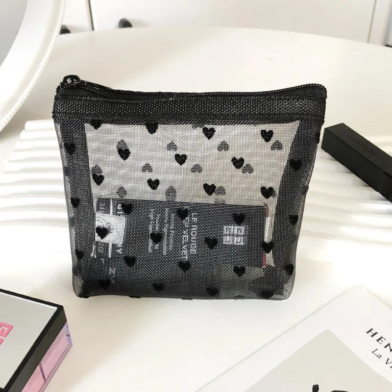 Makeup Bag Outdoor Personalized Transparent Nylon Mesh Cosmetic Bags Pouch Travel Organizer Zipper Beach Makeup Women's Purse