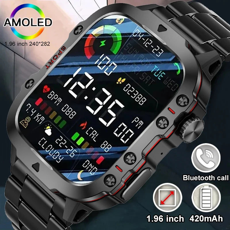 2024New Rugged Military Fitness Smart Watch Men For Android Xiaomi IOS 3ATM Waterproof Sport Ai Voice Calling Smartwatch Outdoor