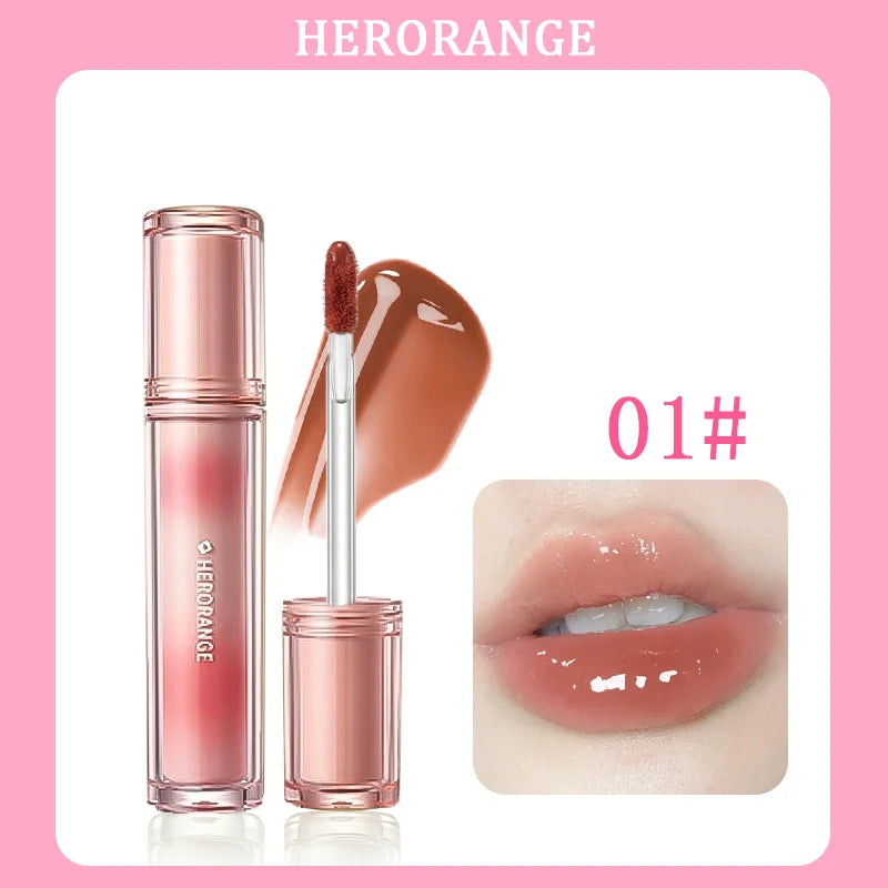 Herorange Iced Tea Gloss Lip Gloss Moisturizing Non-Drying Plump Lips Korean Style for Daily Bare Makeup