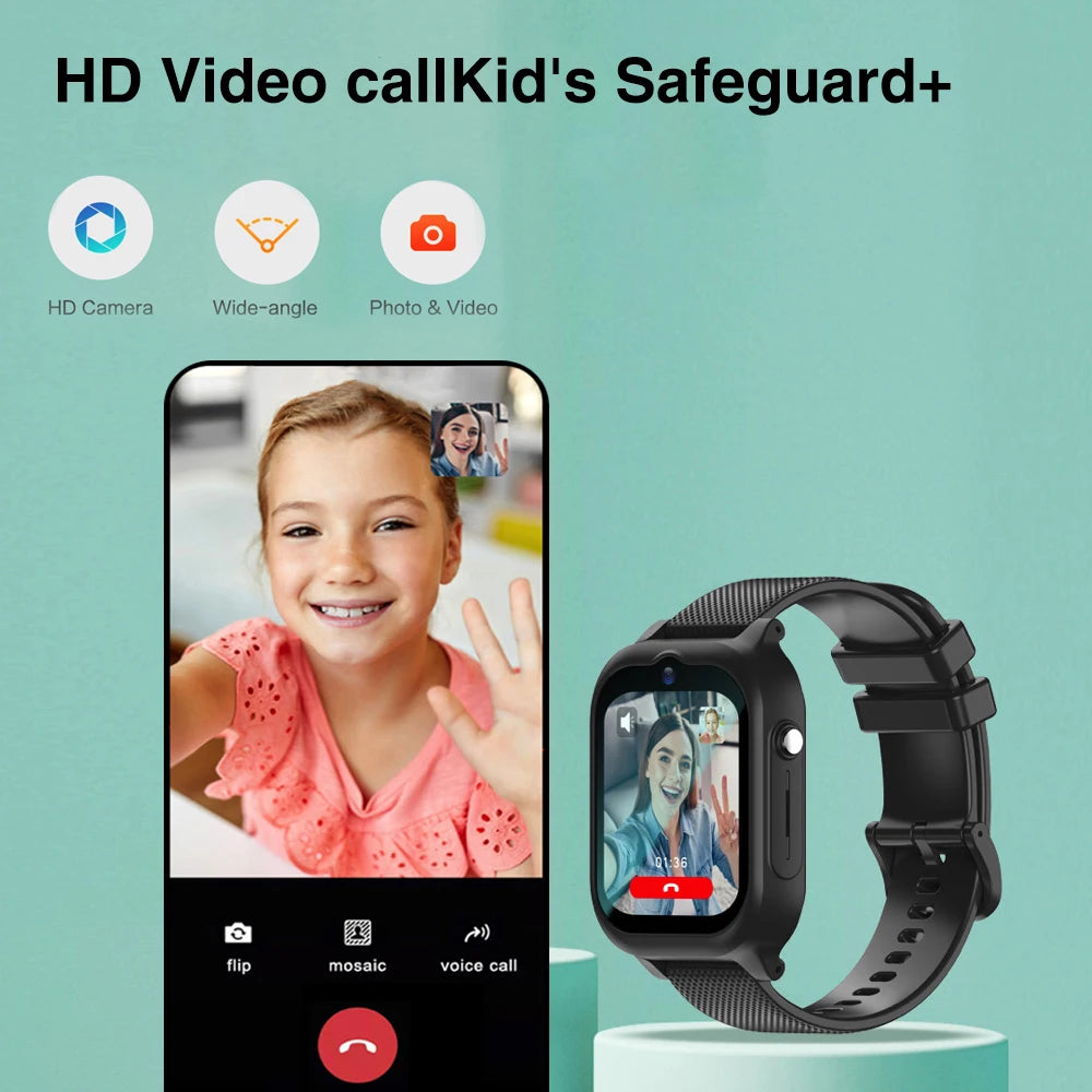 Kids 4G Video Call Chat Smart Watch Student 1.83" Waterproof GPS WIFI LBS Location 700Mah Battery Calculator Children Smartwatch