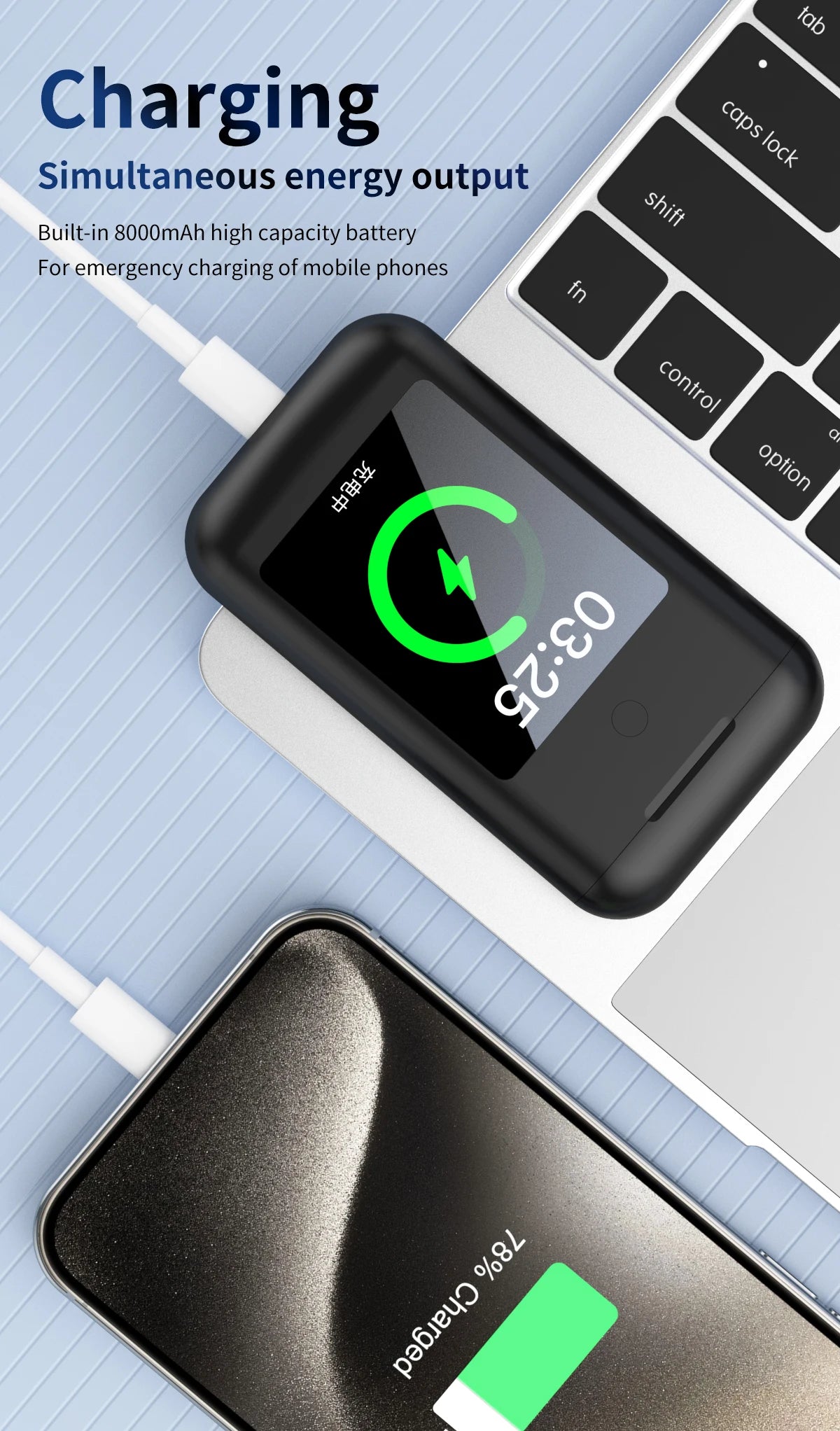 A98 3-in-1 Smart charging bank supports dialing Bluetooth headset 10000mah mobile power supply 2.8screen LCD