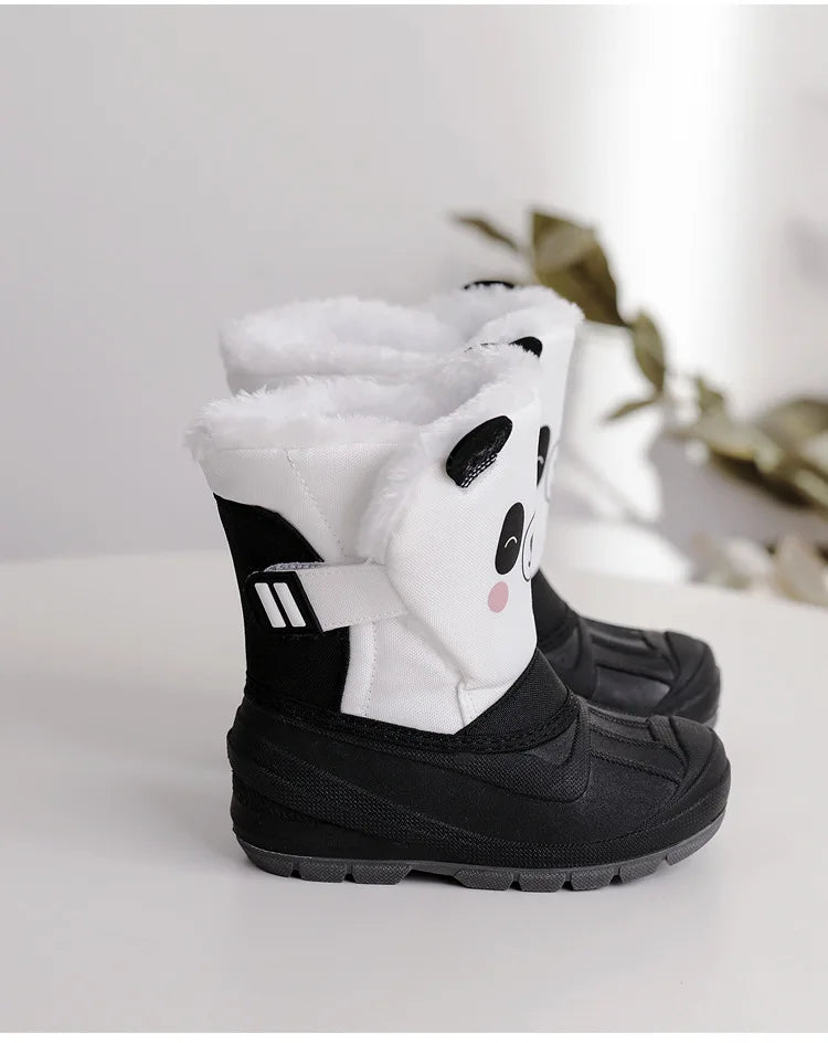 Winter Children Snow Boots Girls High-top Princess Boots Boys Anti-kick Thicken Cotton Shoes Baby Soft Waterproof Cartoon Boots