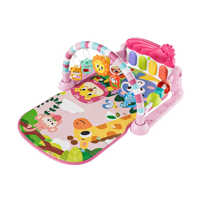 Baby Play Gym Mat with Musical Piano Newborn Activity Center Kick and Playmat with Hanging Toys Sensory Educational Gift