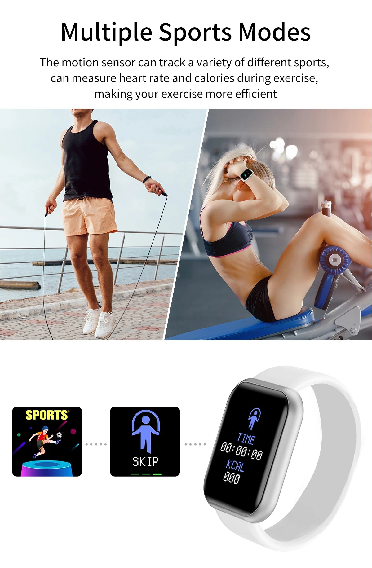 Smart Bracelet Smart Watches Men Women Gifts Sports Blue Tooth Band Heart Rate Blood Pressure Fitness Tracker For Android IOS