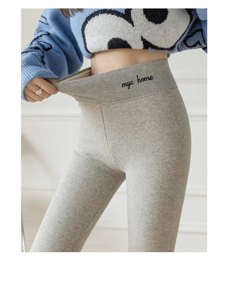 Winter Leggings For Women Thermal Underwear Solid Color Velvet Thicken Warm Pants High Waist Leggings Stretchy Leggings Trousers