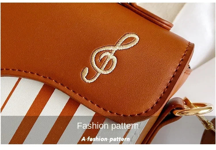 Piano Shape Flap Shoulder Bag Creative PU Leather Portable Handbag Detachable Strap Crossbody Novelty Bag