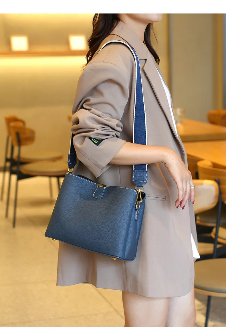 Retro bucket bag women's fashionable handbag large capacity new single shoulder crossbody bag Soft Leather multi-color wallet