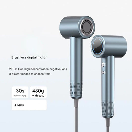 Negative ion and water ion hair dryer, high airflow for home use, 8 drying modes, deep conditioning for frizzy hair.