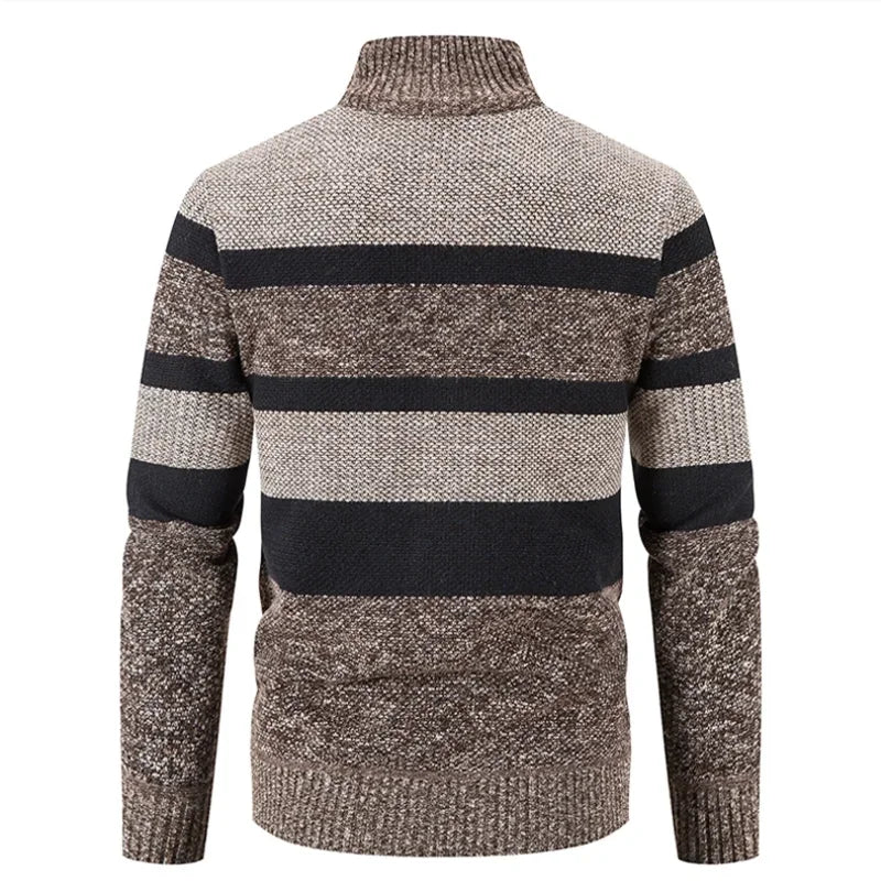 Autumn Winter Sweater Men Warm Cashmere Cotton Blended Pullovers Cardigan Men Fashion Casual Stand Collar Breathable Men Jackets