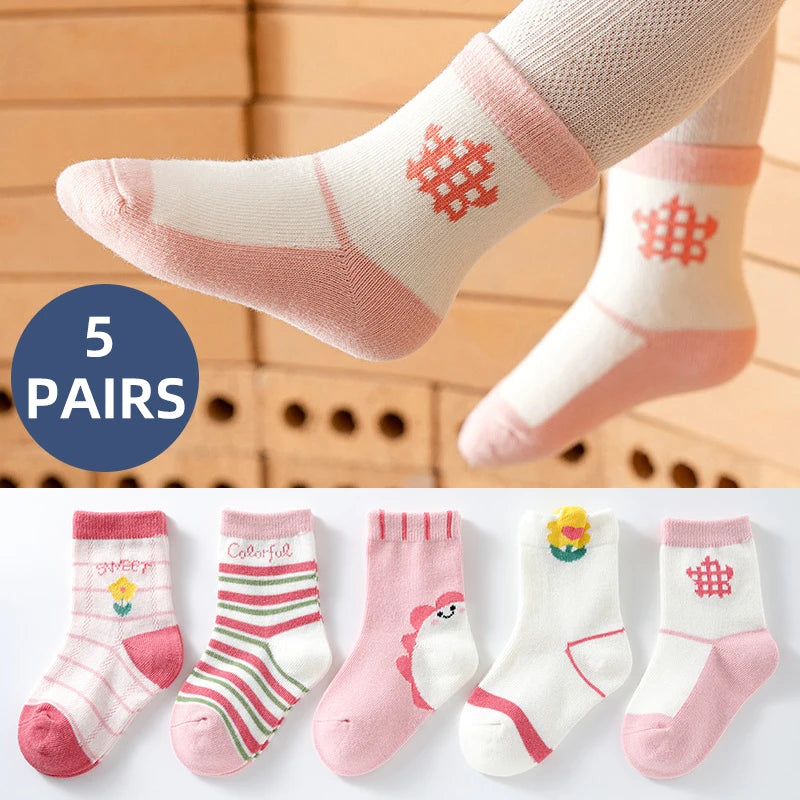 5 pares de calcetines para bebé recién nacido, bonitos calcetines cortos, calcetines deportivos suaves de algodón con dibujos animados para niños y niñas