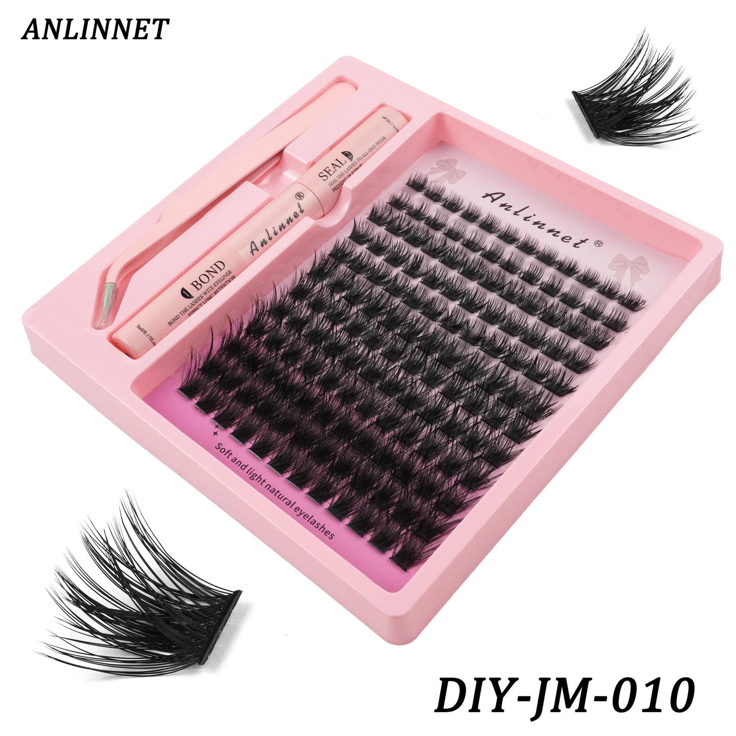 Eyelash Bundle Set DIY Eyelash 8-15mm Extended Makeup Personal Eyelash Adhesive+Sealing Layer Adhesive+Eyelash Tweezers