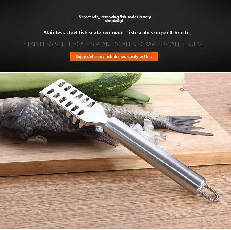 Stainless Steel Fish Scaler Remover Tool, Anti Splash Fish Scale Scraper with Non Slip Handle, Easy Cleaning Kitchen Gadget.
