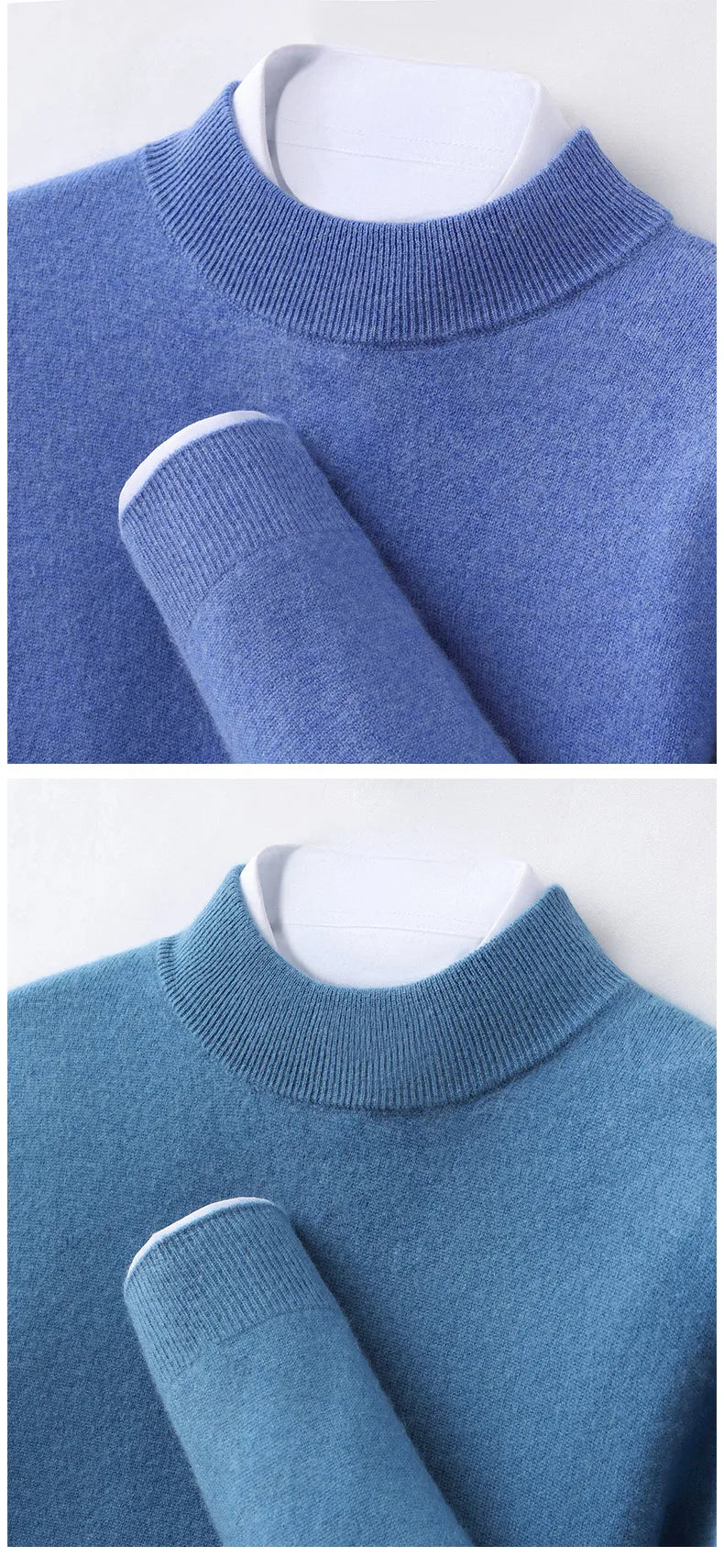 100% Pure Cashmere Men's Sweater Half High Neck Pullover Youth Business Casual Long Sleeve Jumper Spring/Autumn High-End Jacket
