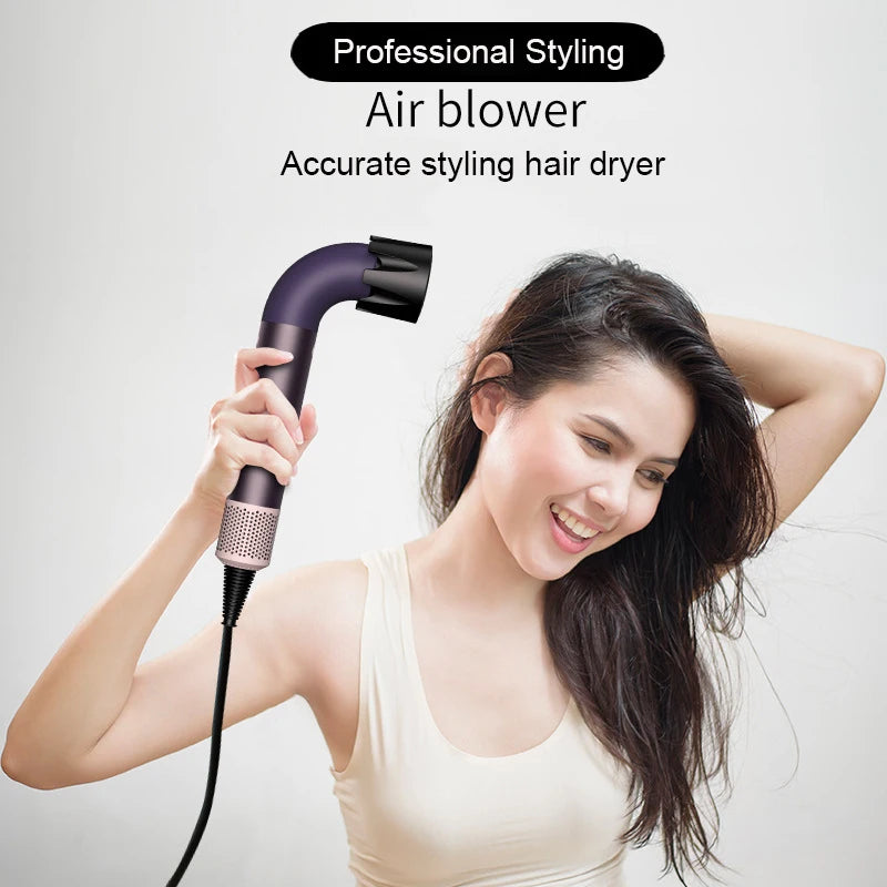 Hair Dryer 1400 Watt High Speed HairDryer Bend Pipe Professinal Hair-care Leafless Negative Ion Styling Tools with 6 Air Nozzles
