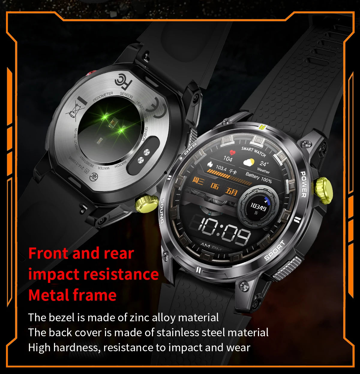 1.5" AMOLED HD Screen Bluetooth Call GPS Smart Watch Men Military Sports Fitness Tracker Smartwatch for Android IOS 400mAh 2024