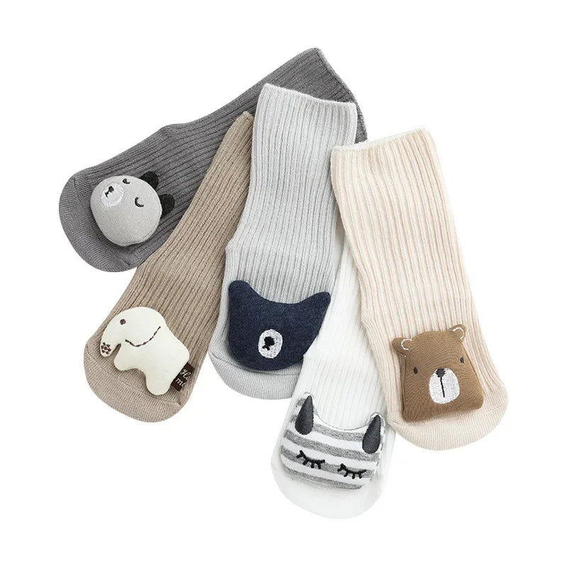 Spring Newborn Cartoon Animal Baby White Non-slip Socks Autumn Soft Cotton Girls Infant Boy Anti Slip Floor Socks Accessories