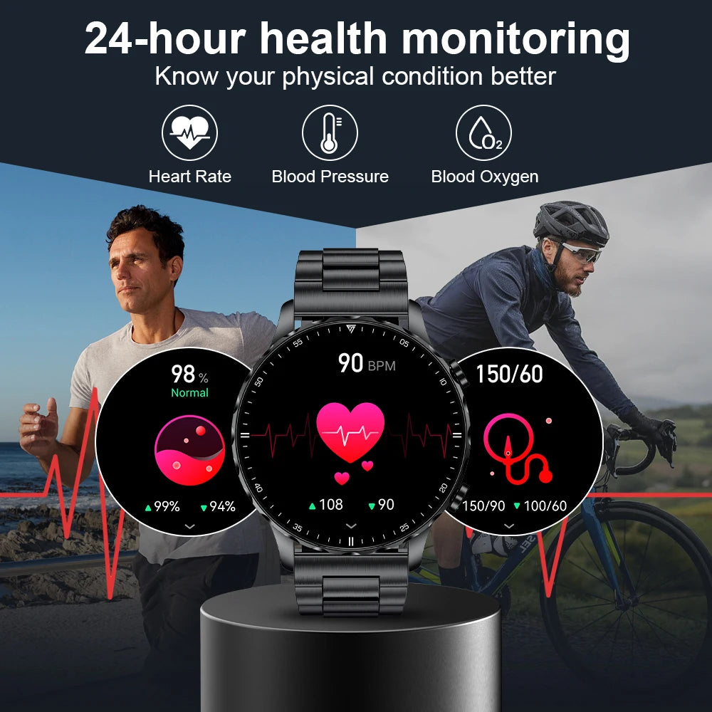 LIGE New Smart Watch 1.53'' 360*360 Full Touch Screen Outdoor Waterproof Bluetooth Call Watches Sports Fitness Man smart watches