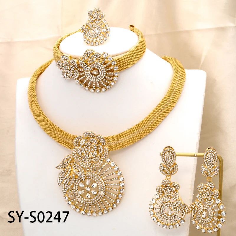 ZEADear Jewelry Sets Egg Shape Bridal Wedding Earrings Necklace Bracelet Ring Gold Plated Anniversary Jewellery Wholesale Gift