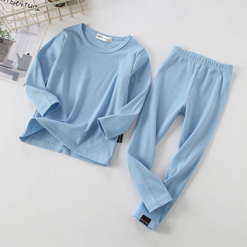 Ropa interior térmica para niños pequeños, pijamas de algodón sólido para salón de invierno, pijamas casuales para niños y niñas, ropa de dormir cálida para niños