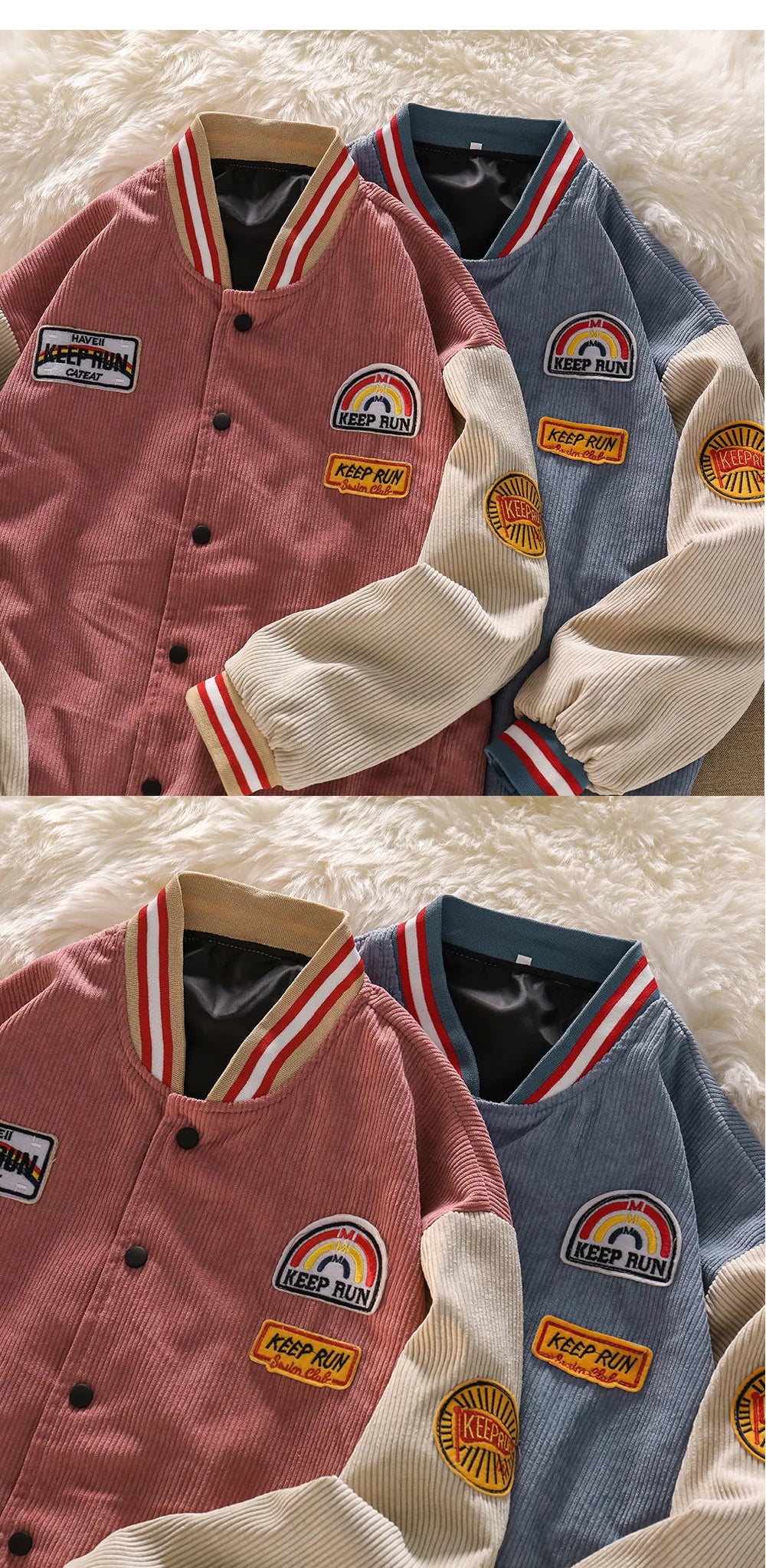 Men Baseball Jackets Spring Autumn New Embroidered Letters Corduroy Loose Coat Tracksuit Harajuku Retro Uniform Men's Clothing