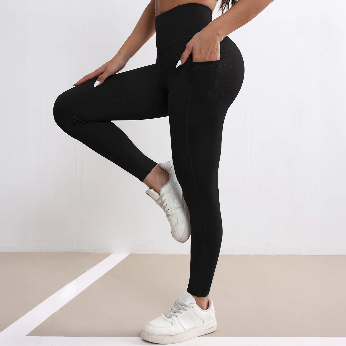 Women Fitness Lenggings With Side pockets Female Full Length Leggings Running Pants Comfortable High Waist Yoga Pants