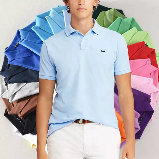 Top Quality Solid Color Mens Polos Shirts 100% Cotton Short Sleeve Casual Polos Hommes Fashion Summer Lapel Male Tops 811