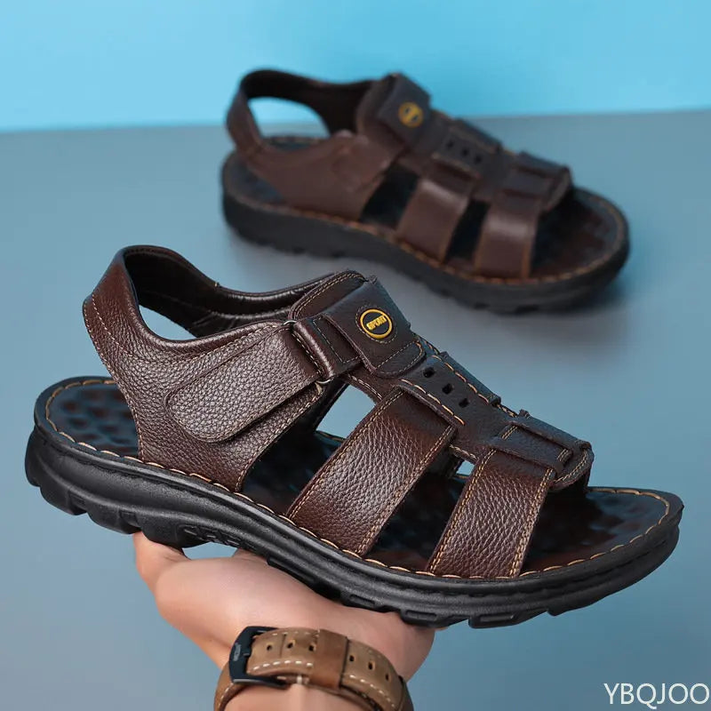 Genuine Leather Men Sandals Male Summer Shoes Outdoor Casual Sandal Cowhide Beach Shoes Classic Non-slip Men's Sandles