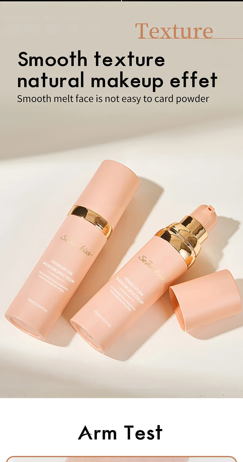 Color Changing Liquid Foundation, Waterproof and Sweat Resistant, Durable Formula, Light Fitting, Natural Makeup Effect