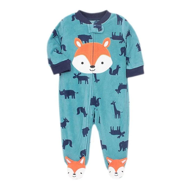 Footed Warm Baby Rompers 2023 Spring Fall Micro Polar Fleece Hot Baby Pajamas jumpsuits Infant baby boy girl sleepwear 0/3-12M