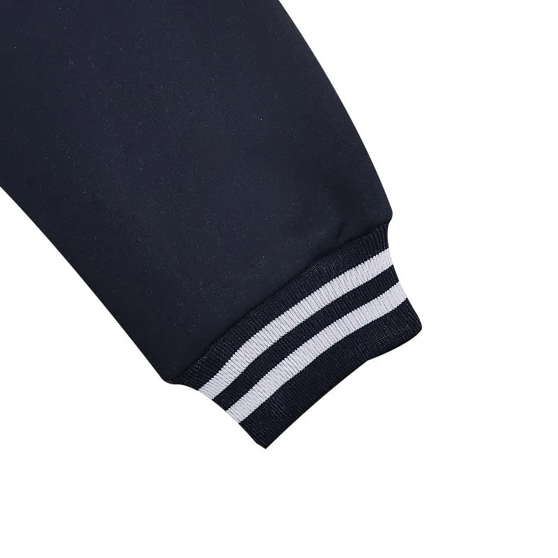 Men's baseball jacket autumn and winter fleece American solid color loose casual stand-up collar single-breasted flight jacket