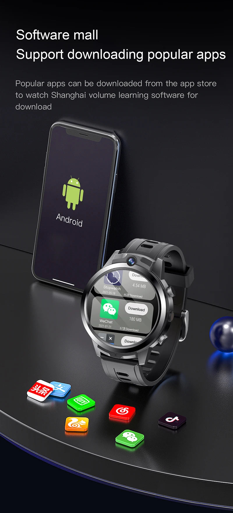 New Arival 1.6inch 4G All Netcom Can help children learn Smart Watch Dual cameras 4+6GB body temperature ECG monitoring Watch