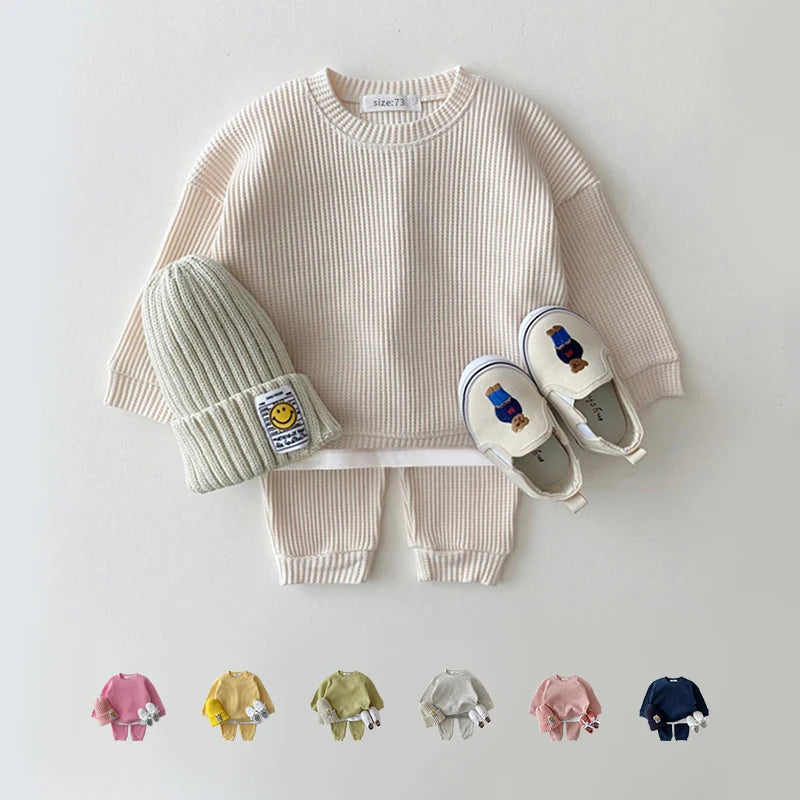 2PCS New  Baby Set Boys  Girls Sports Suit Toddler  Solid Color Suit Infant Outfit Autumn Winter Spring Baby Boy Clothes