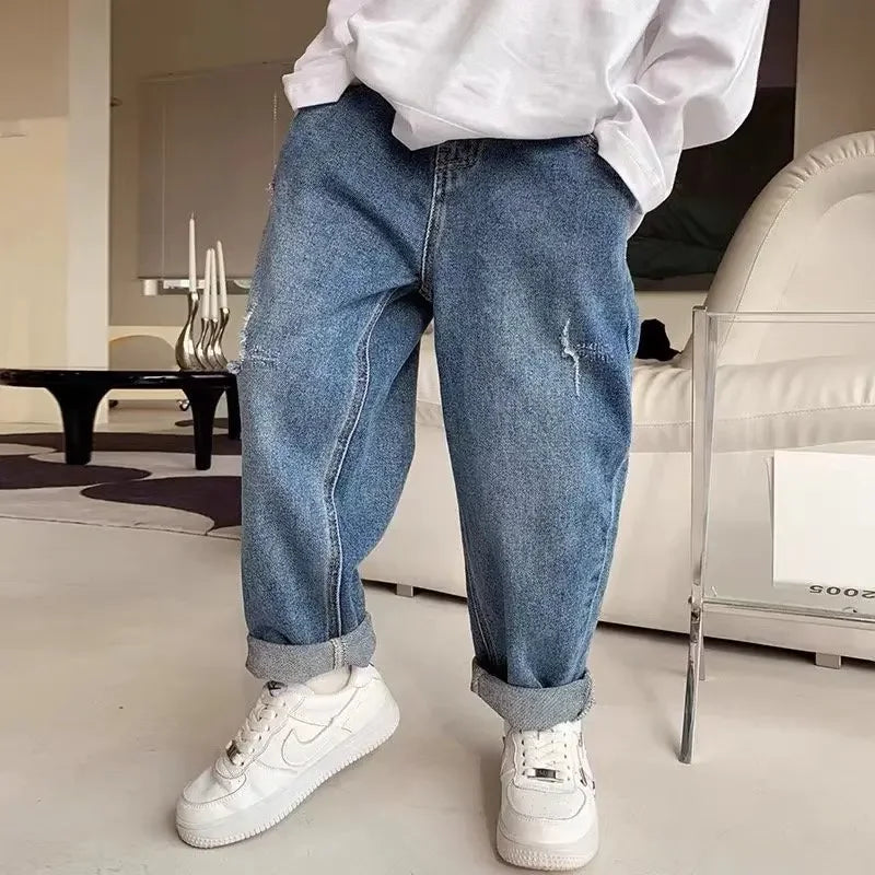 Boy Jeans Solid Color Jeans Spring Autumn Jeans Baby Casual Style Toddler Cowgirl Children Pants Children's Clothes