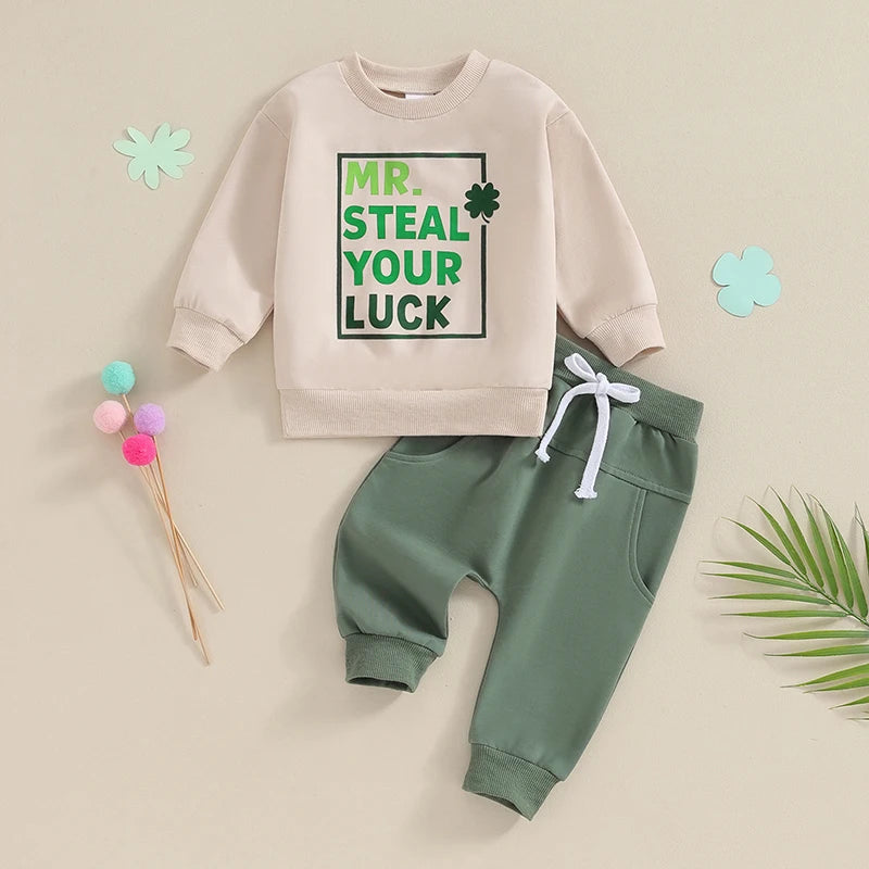 St Patrick s Day Outfit Toddler Baby Girl Boy 0 3 6 9 12 18 24Months 2t 3t Clothes Clover Sweatshirt Top Pants Set