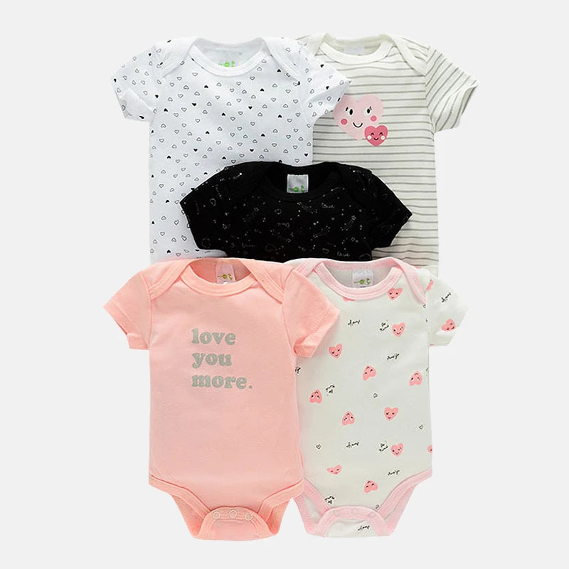 Ircomll, 5 unids/lote, ropa para bebé (niño o niña), monos de algodón de manga corta para recién nacido, conjunto para bebé niña, disfraz para bebé