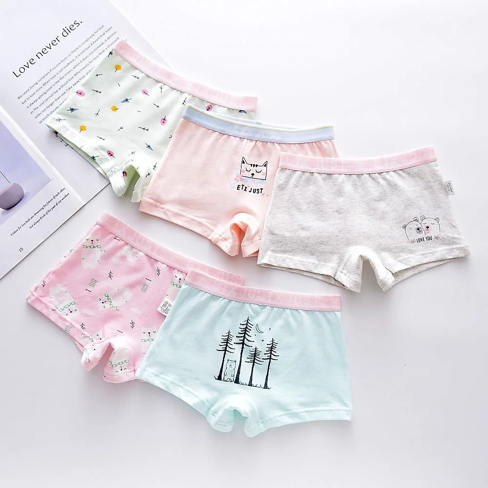 5 Piece/pack Girls Underwear Panties Lovely Cat Boxers for Toddler Cotton Children's Comfortable Princess Shorts Underpants New