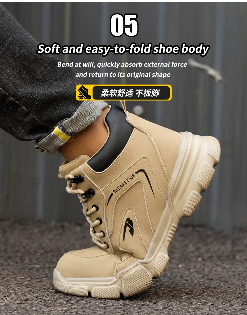 Winter Plush Work Boots For Men Ankle Anti-smash Anti-puncture Safety Shoes Steel Toe Protective Male Footwear Indestructible