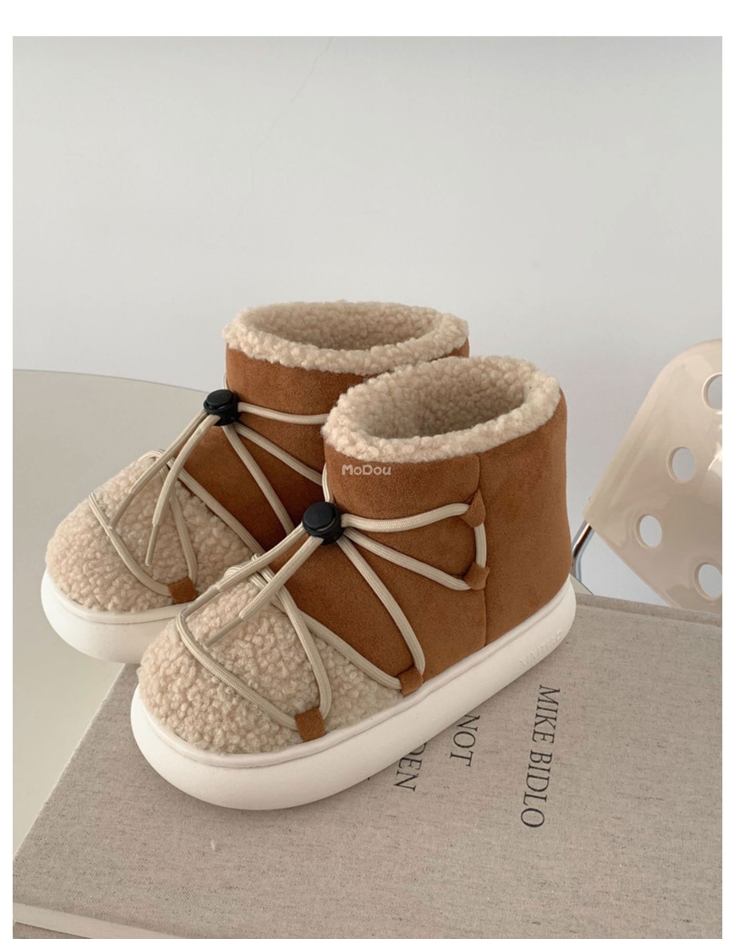Winter New Warm Snow Boots 2025 Fur Design Women Short Boots Non-slip Light Comfortable Child Home Slippers High Top Shoe