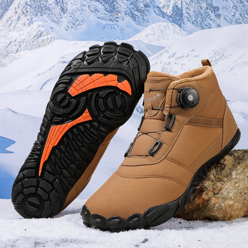 Winter Unisex Boots Plush Warm Snow Boots Comfortable Wide Toe Barefoot Shoes Winter High-top Casual Sneakers Botas Para Hombre