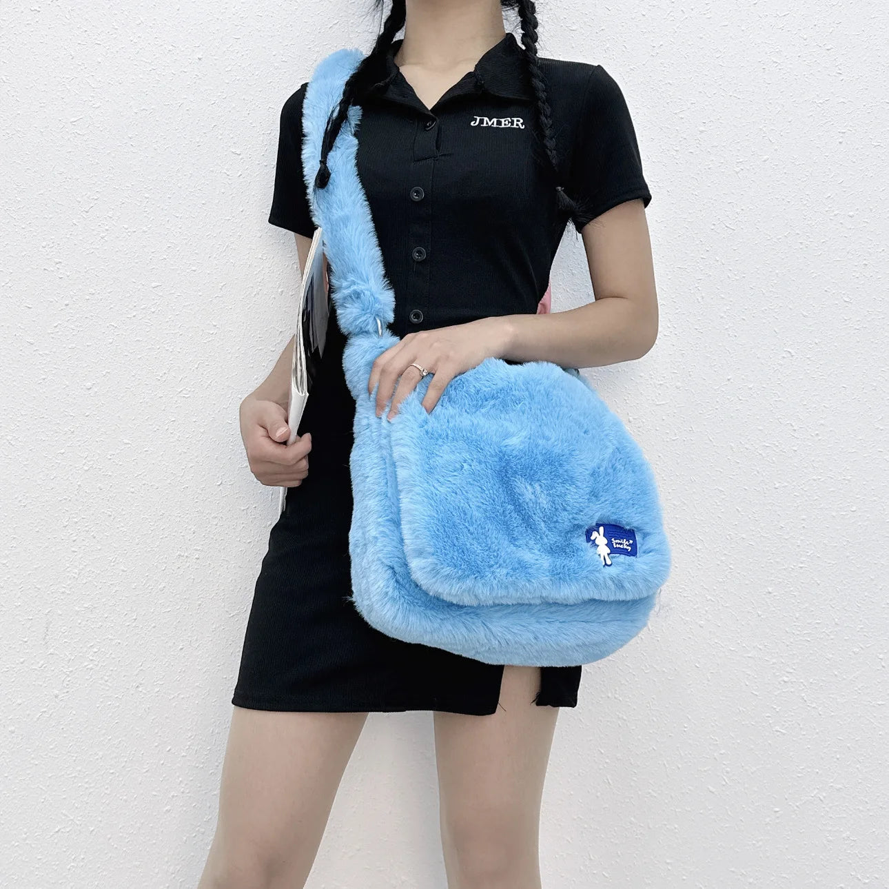 Ins Plush Women Messenger Bag Vintage Ladies Shoulder Crossbody Bags Large Capacity Students Girls Furry Tote Purse Handbags