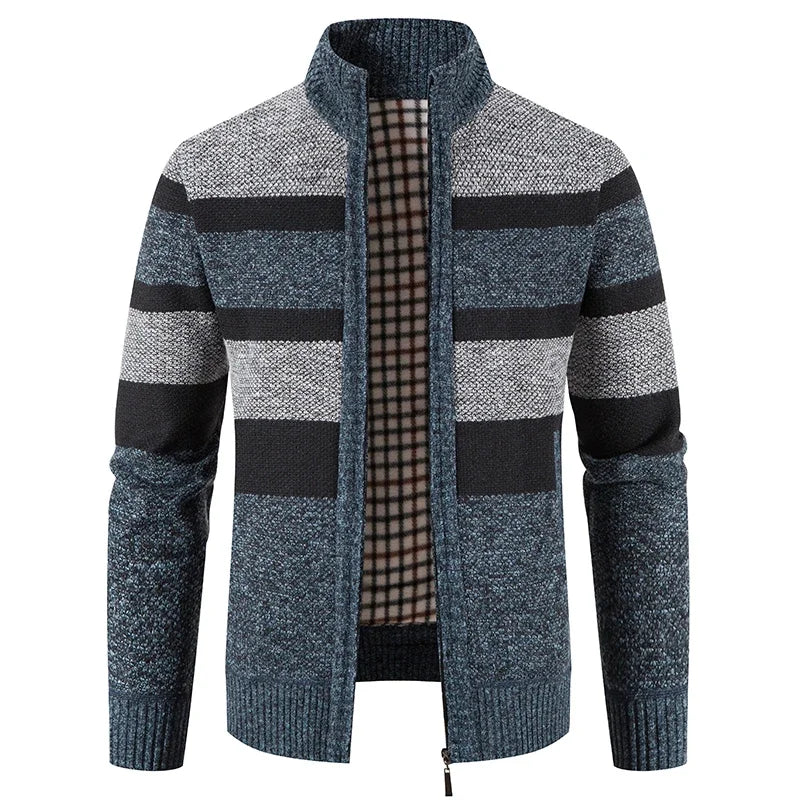 Autumn Winter Sweater Men Warm Cashmere Cotton Blended Pullovers Cardigan Men Fashion Casual Stand Collar Breathable Men Jackets