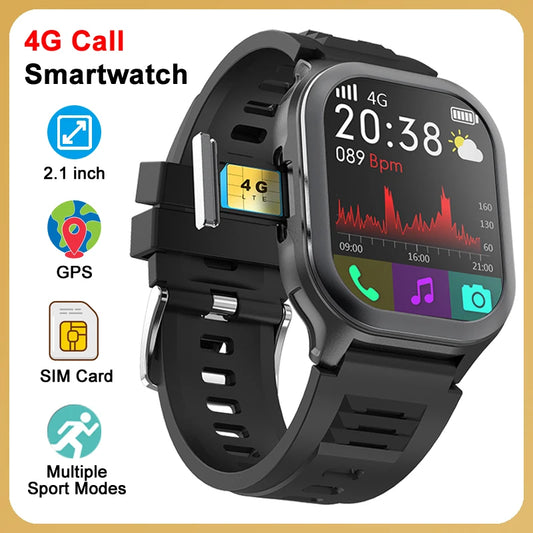 2.04-inch HD Screen Smart Watch Support SIM Card Men Women GPS Outdoor 4G Dial Call Message Reminder Fitness Tracker Smartwatch