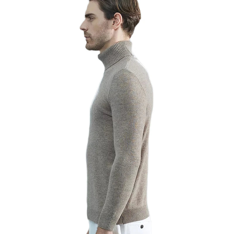 Men Knitted Sweaters Cashmere Sweater 100% Merino Wool Turtleneck Long-Sleeve Thick Pullover Winter Autumn Male Jumpers Clothing