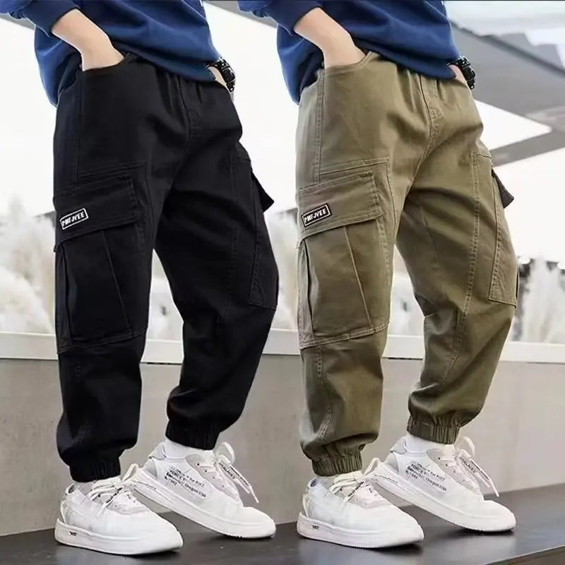 Cotton Boy Cargo Pants Children Casual Sweatpants Three-dimensional High Visibility Sports Pants Fashion Children's Clothing New