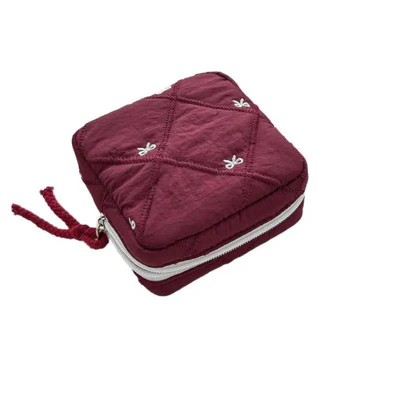 Makeup Bag For Women Embroidered Bowknot Travel Cosmetic Bags Large Capacity Handheld Makeup Toiletry Storage Bag